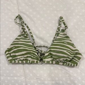SHEIN Green Zebra Print Bikini Top